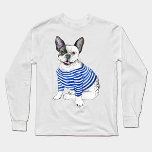 Sailor french bulldog in vest Long Sleeve T-Shirt